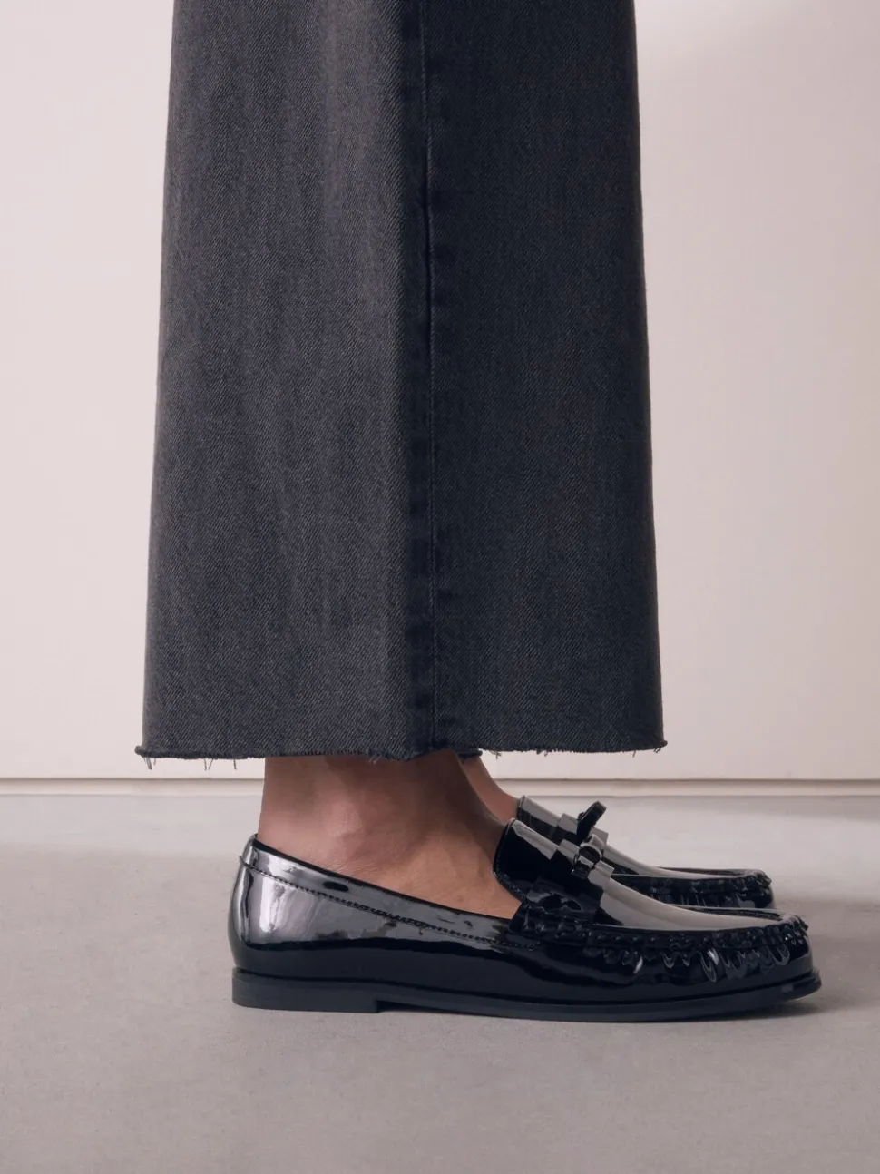 Zwart lak - Forever Comfort® Bow Detail Ruched Toe Loafers