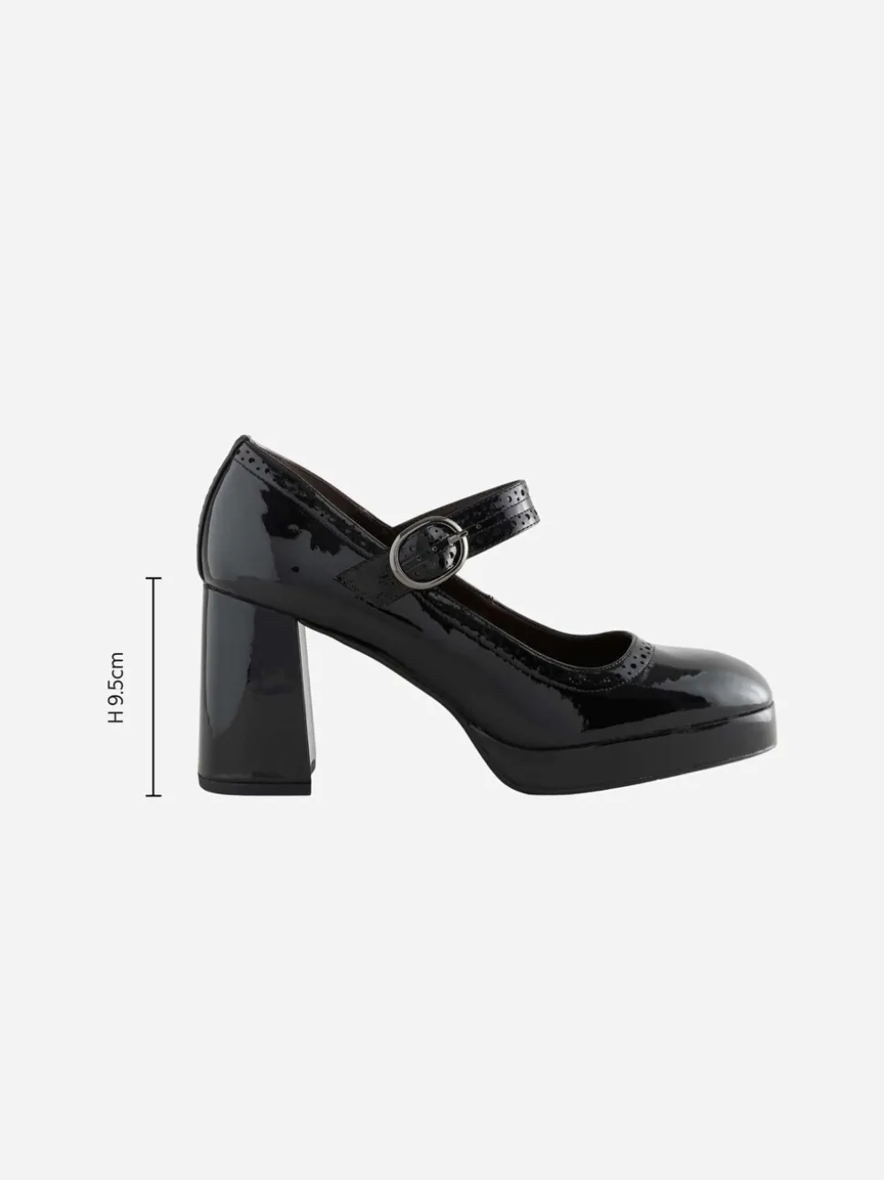Zwart lak - Forever Comfort® Brogue Mary Jane Platform Blokhakken met Plateauzool