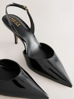 Zwart lak - Forever Comfort® Pointed Toe Curvy Slingback Heels