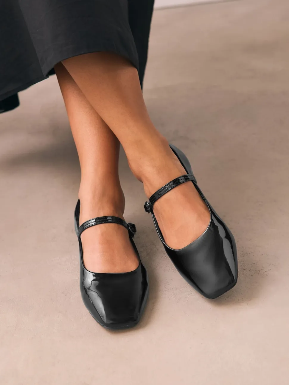 Zwart lak - Mary Jane-schoenen met vierkante neus