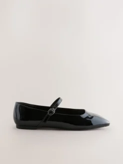 Zwart lak - Mary Jane-schoenen met vierkante neus