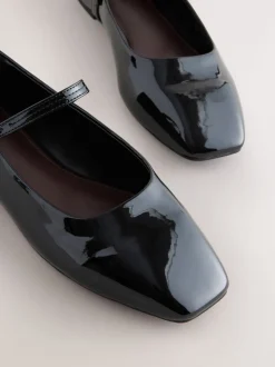 Zwart lak - Mary Jane-schoenen met vierkante neus