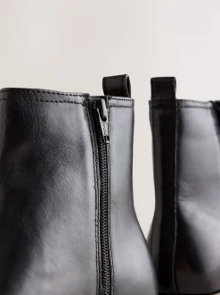 Zwart leer - Forever Comfort® Chelsea-enkellaarzen