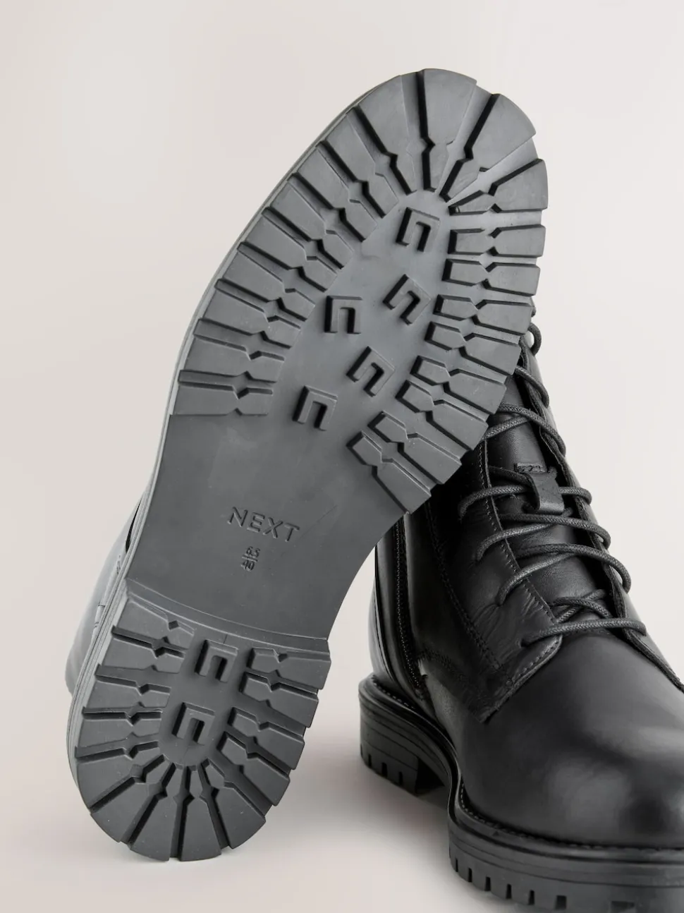 Zwart leer - Forever Comfort® veterlaarzen met vierkante neus
