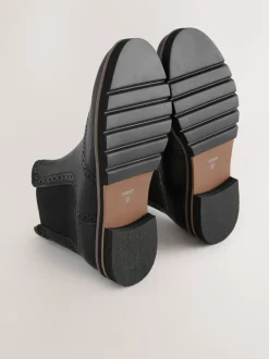 Zwart leer - Forever Comfort® Brogue Detail Chelsea Boots