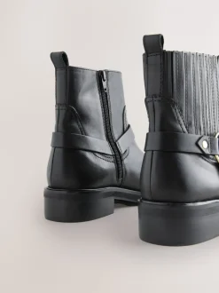 Zwart leer - Forever Comfort® Hardware Harness Chelsea Boots