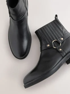 Zwart leer - Forever Comfort® Hardware Harness Chelsea Boots