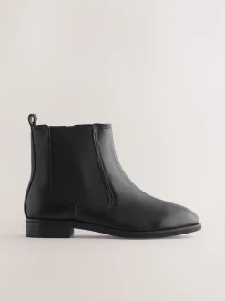 Zwart leer - Forever Comfort® Chelsea-enkellaarzen
