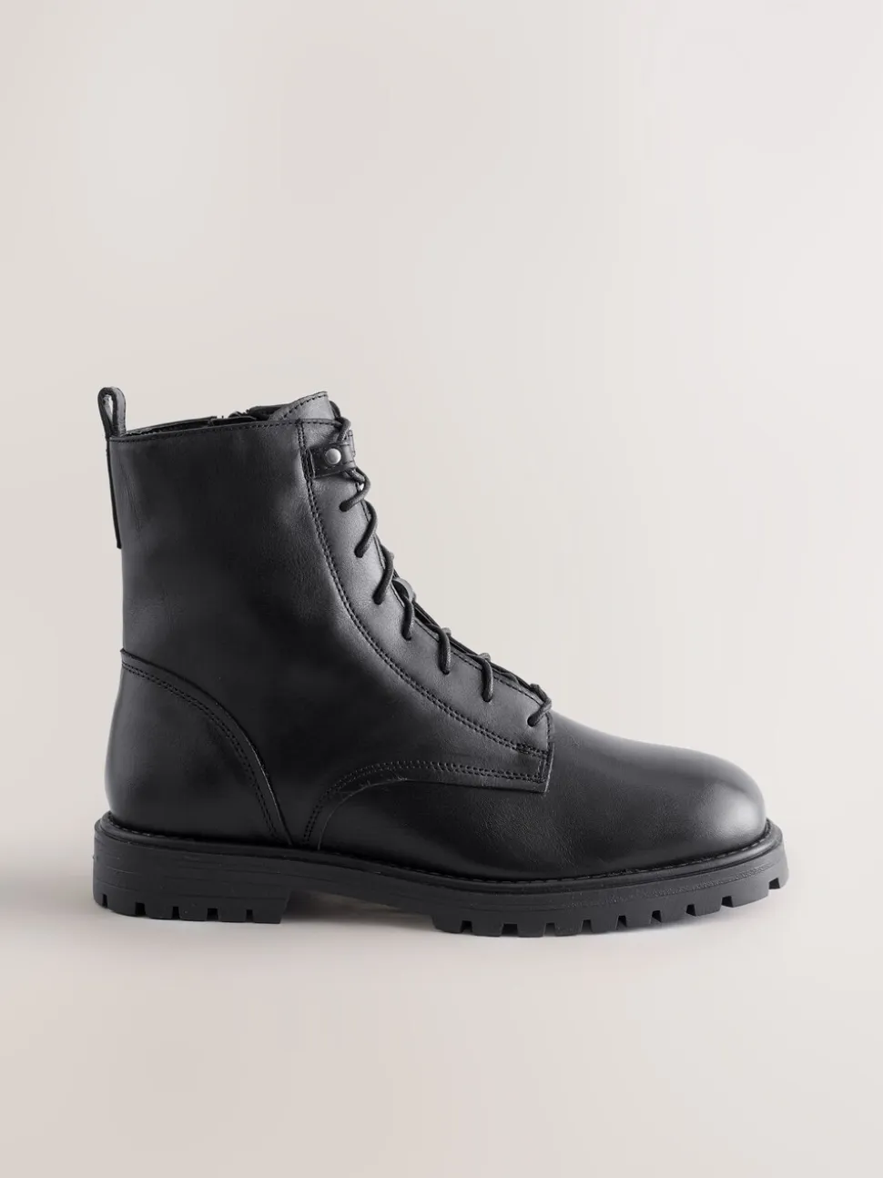 Zwart leer - Forever Comfort® veterlaarzen met vierkante neus