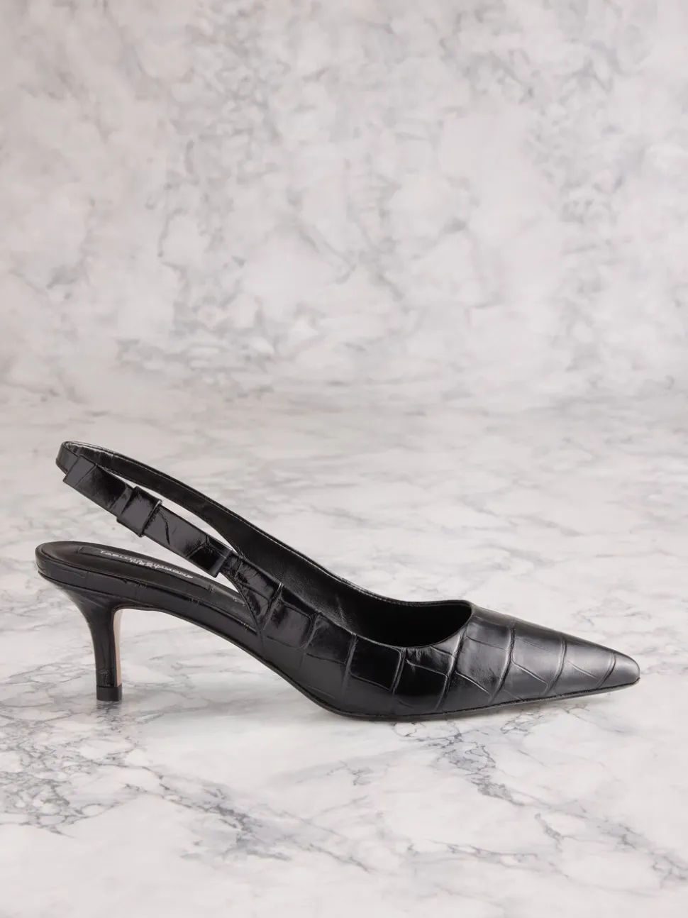 Zwart leer met krokodillenprint - Tabitha Simmons x Next Dela Slingback Puntige Hakken