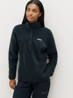 Zwart met chroom - Columbia Benton Springs pullover-fleece met halve drukknoop voor dames