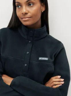 Zwart met chroom - Columbia Benton Springs pullover-fleece met halve drukknoop voor dames