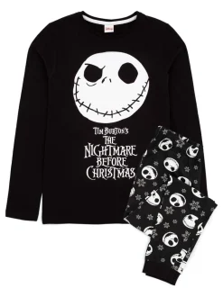 Zwart met print van 'Nightmare Before' - Vanilla Underground Disney The Nightmare Before Christmas meerkleurige damespyjama met lange mouwen en pijpen van 100% katoen