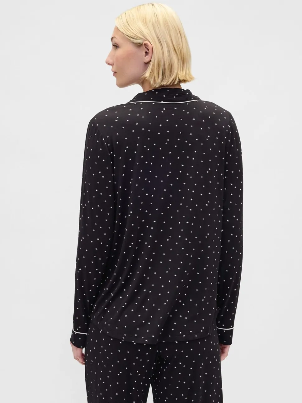 Zwart met sterrenprint - Gap Modal Long Sleeve Pyjama Top