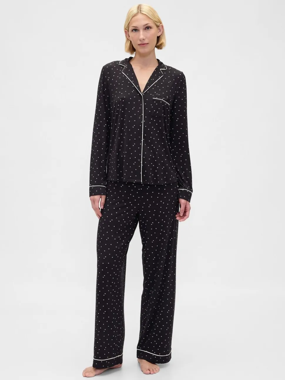Zwart met sterrenprint - Gap Modal Long Sleeve Pyjama Top