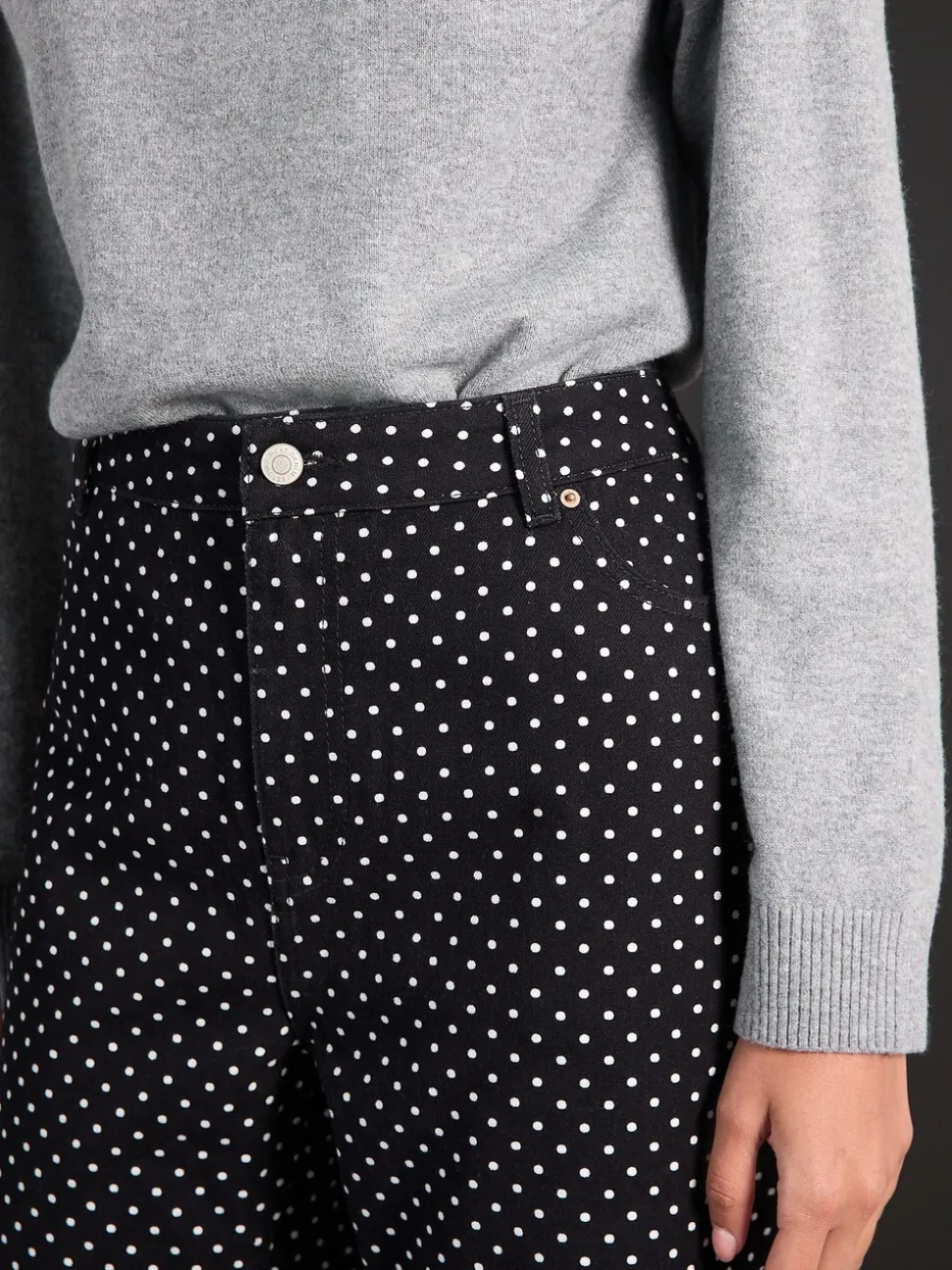 Zwart met stippen - Straight Leg Jeans
