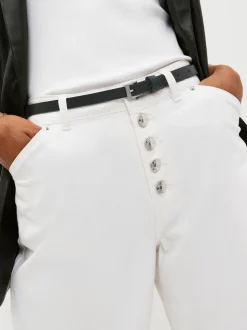 Zwart met zilver - Smalle leren riem