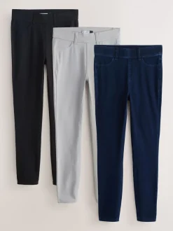 Zwart/ Rinse Blauw/ Grijs - Set van 3 lange jersey denim leggings
