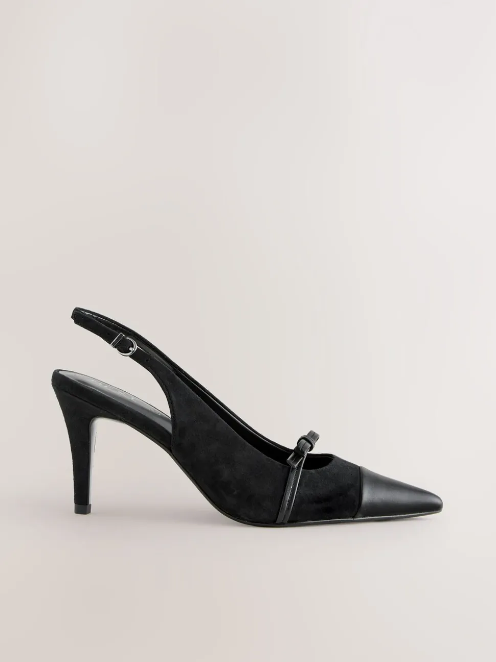 Zwart suède - Forever Comfort® Leather Pointed Cutout Bow Slingback Heels