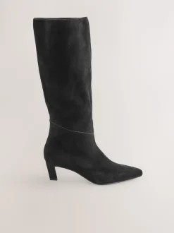 Zwart suède - Forever Comfort® Knee High Chisel Toe Heeled Boots