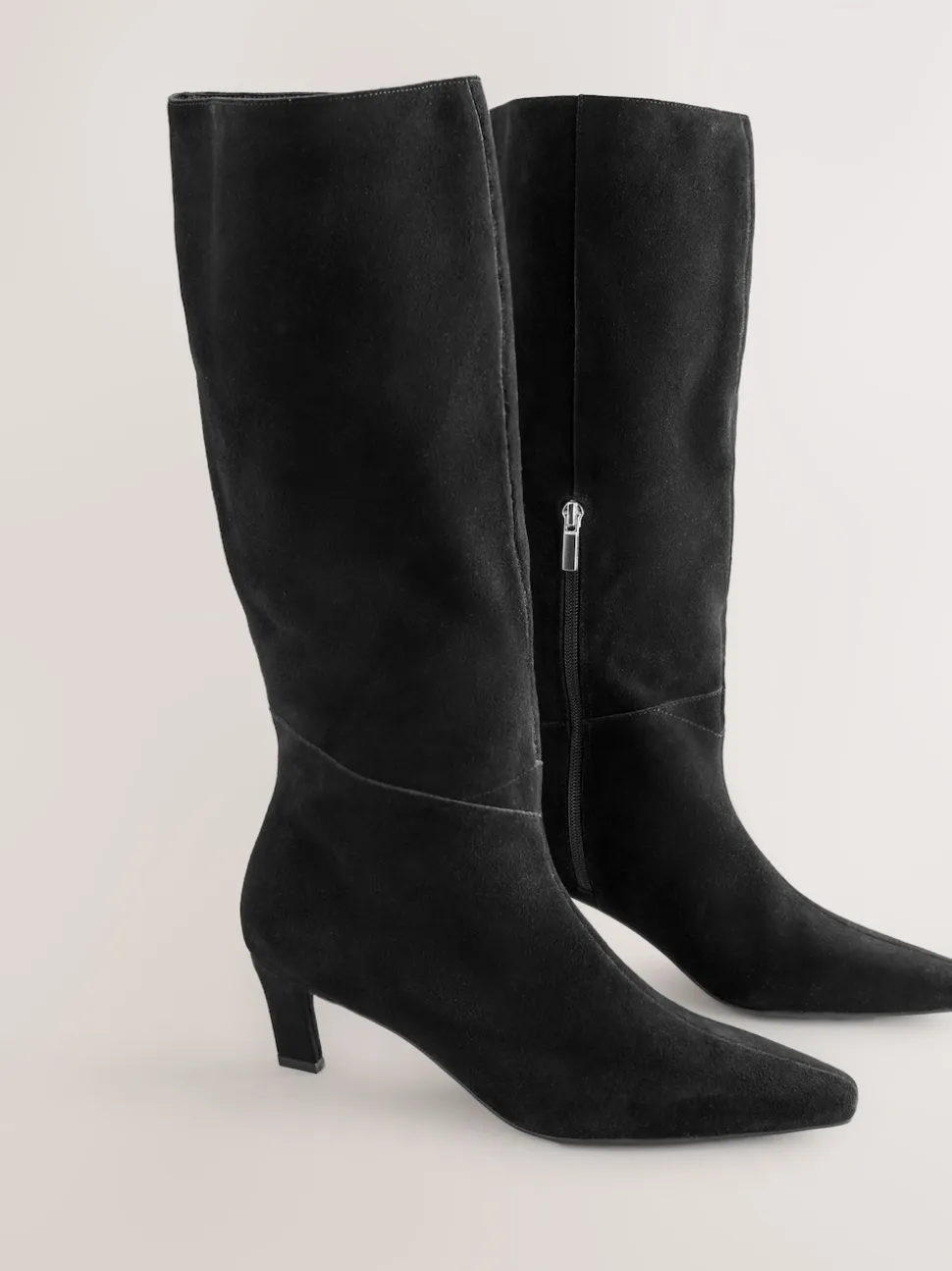Zwart suède - Forever Comfort® Knee High Chisel Toe Heeled Boots