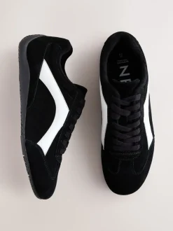 Zwart suède - Forever Comfort® Leather Slimsole Lace-Up Trainers