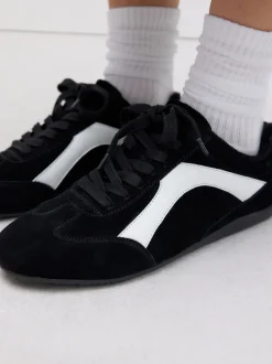 Zwart suède - Forever Comfort® Leather Slimsole Lace-Up Trainers