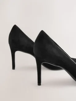 Zwart suède - Leren mid-court pumps