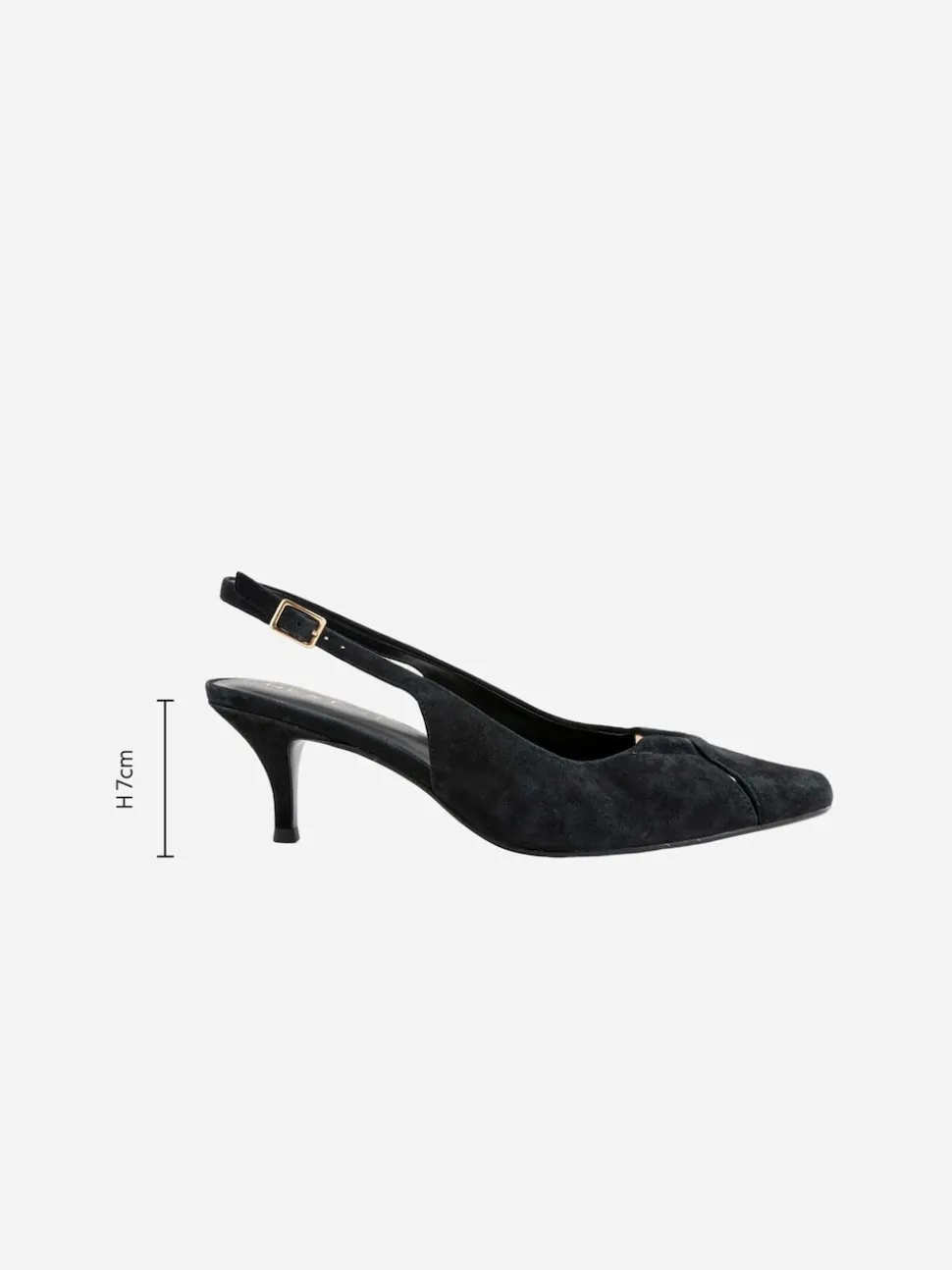 Zwart suède - Leren slingbackhakken met uitsnijdingen en hardwaredetails