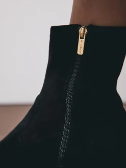 Zwart suède - Motionflex Sokkenlaarzen met Blokhak