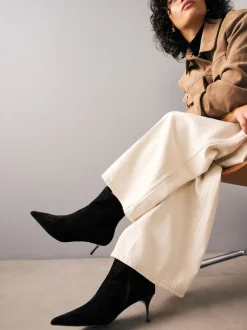 Zwart suède - Pointed Toe Skinny Heeled Ankle Boots