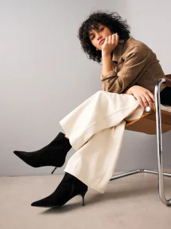 Zwart suède - Pointed Toe Skinny Heeled Ankle Boots
