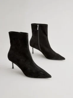 Zwart suède - Pointed Toe Skinny Heeled Ankle Boots