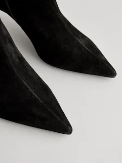 Zwart suède - Pointed Toe Skinny Heeled Ankle Boots