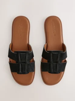 Zwart suède - Slotted Muilsandalen