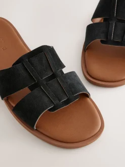 Zwart suède - Slotted Muilsandalen