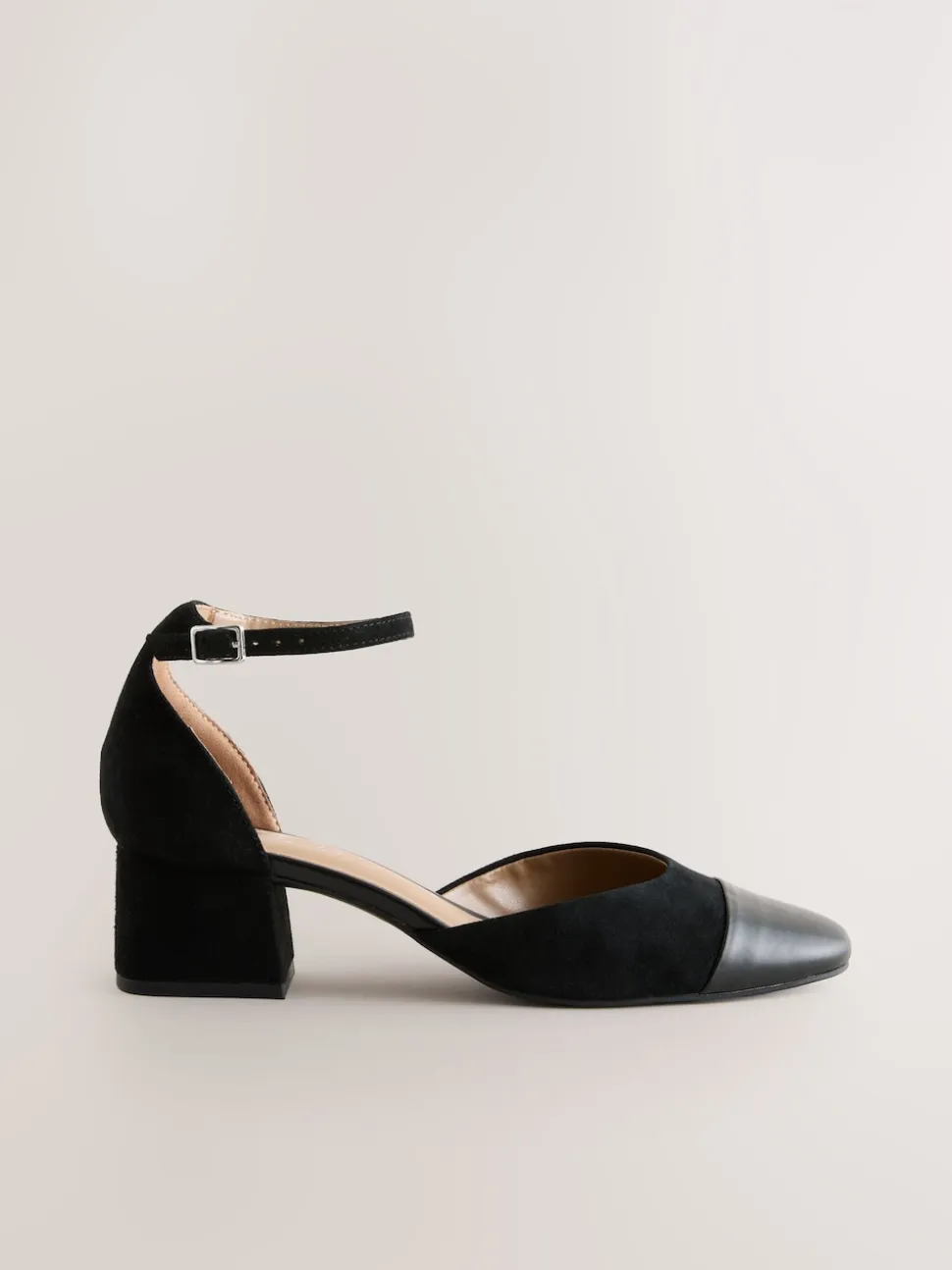 Zwart suède - Toe Cap Block Heels