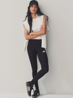Zwart wit - adidas Essentials katoenen legging met 3 strepen