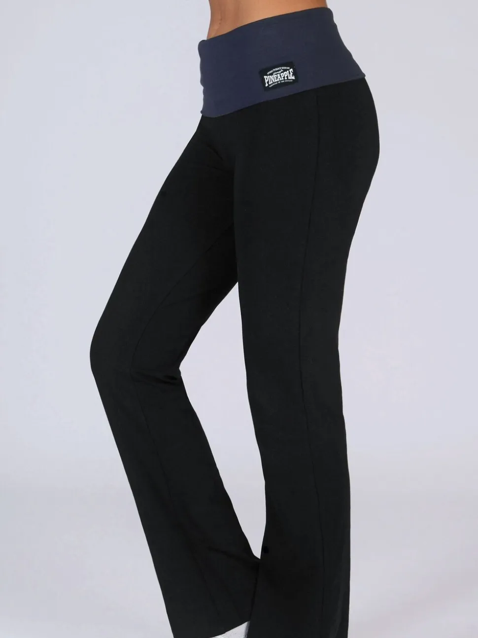 Zwart-antraciet - Pineapple jersey broek met vouwtailleband voor dames
