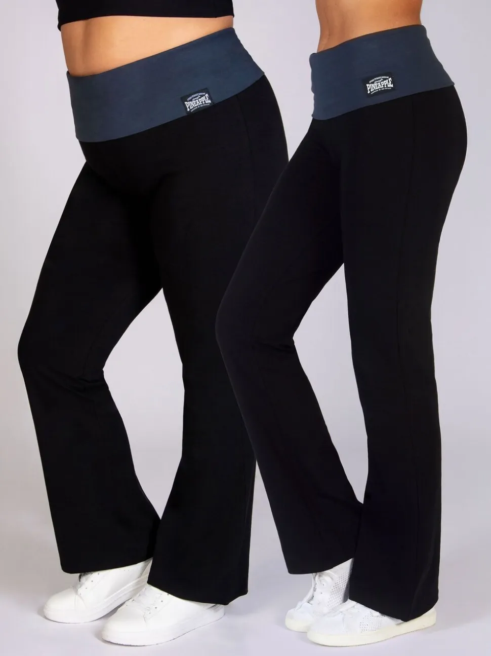 Zwart-antraciet - Pineapple jersey broek met vouwtailleband voor dames