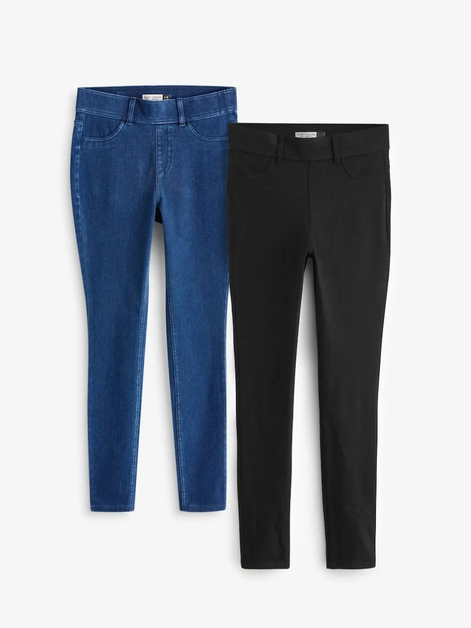 Zwart/Blauw - Set van 2 lange jersey denim leggings