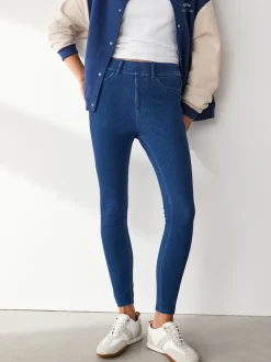 Zwart/Blauw - Set van 2 lange jersey denim leggings