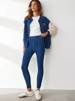 Zwart/Blauw - Set van 2 lange jersey denim leggings