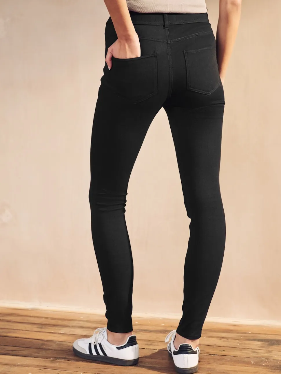 Zwart/Blauw - Set van 2 lange jersey denim leggings