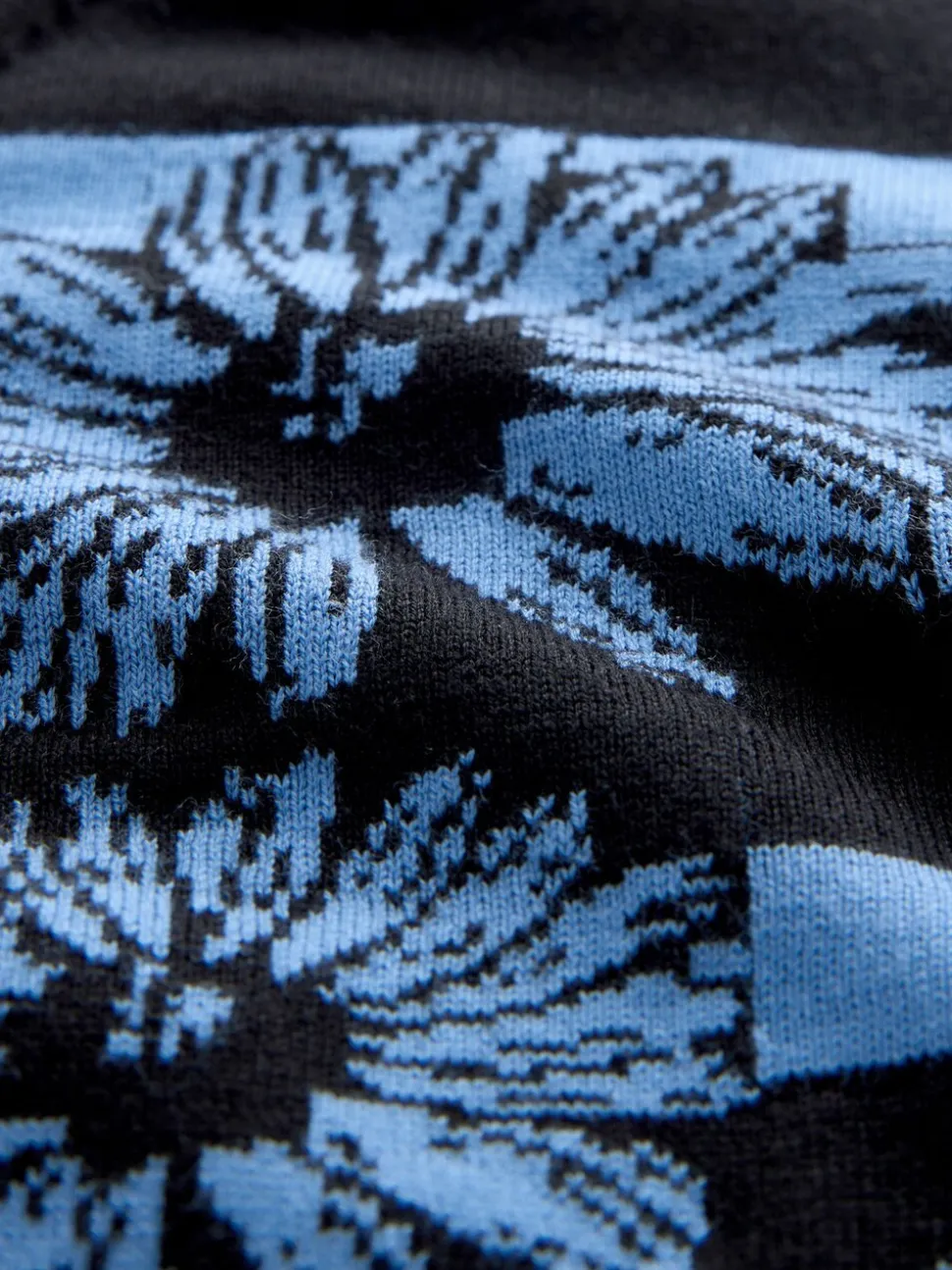 Zwart/blauw gestreept met bloemenprint - Soft Touch Ronde hals Katoen Rijke Trui