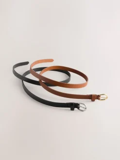 Zwart/bruin - PU Skinny Riemen 2 Pakket