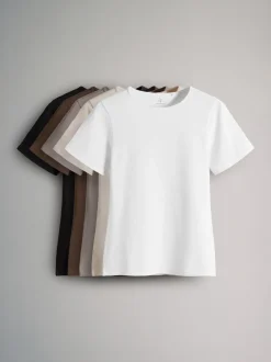 Zwart/bruin/neutraal/nude/wit - The Set 5 Pack Korte mouwen T-shirts met Ronde hals