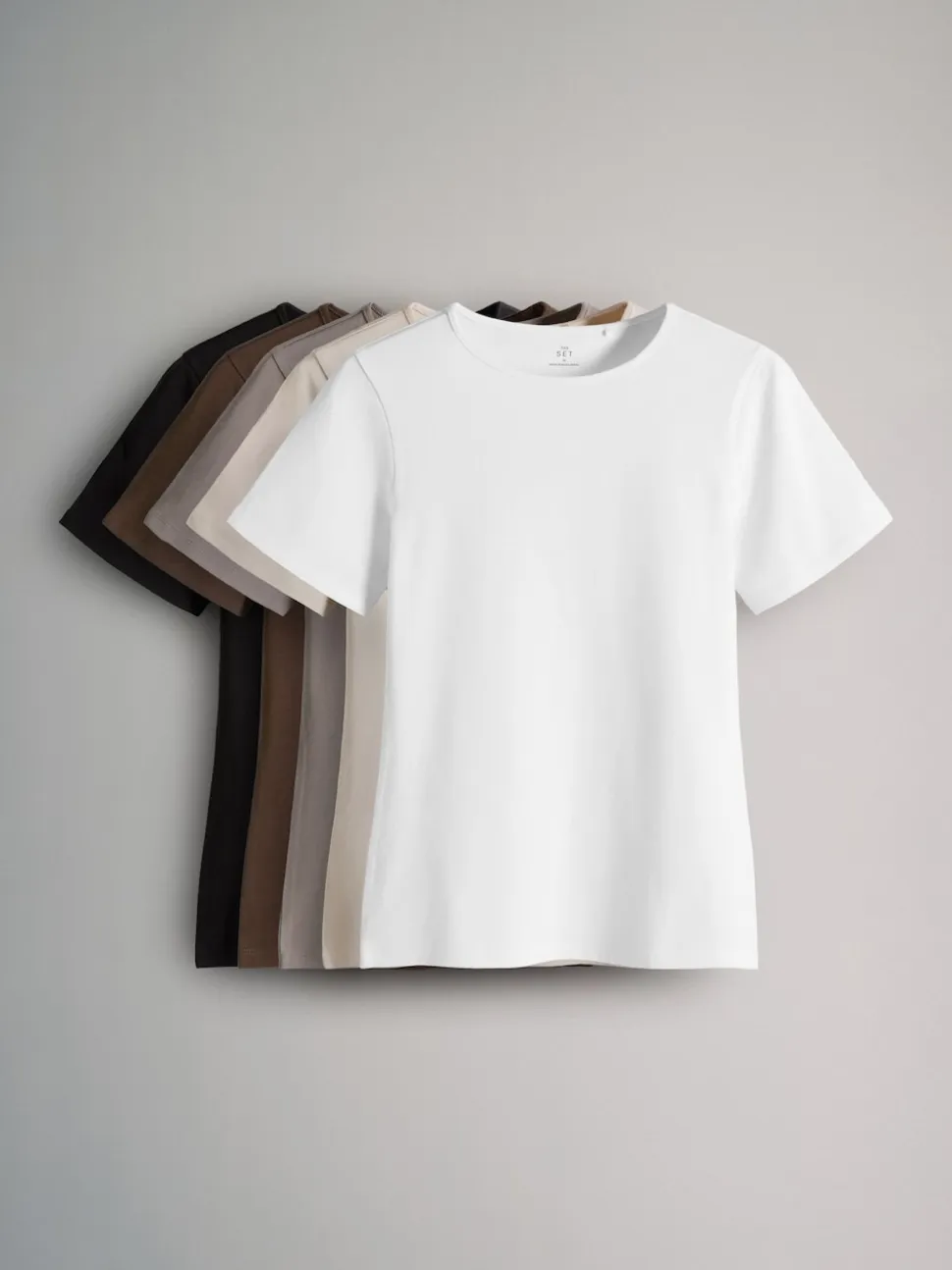 Zwart/bruin/neutraal/nude/wit - The Set 5 Pack Korte mouwen T-shirts met Ronde hals
