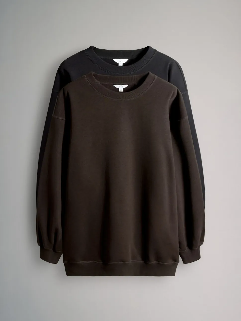 Zwart/chocoladebruin - The Set 2 Pack Longline Crew Neck Sweatshirt