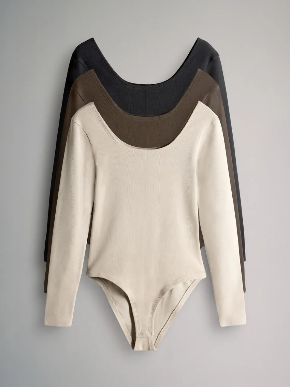 Zwart/chocoladebruin/crème - The Set 3 Pack Ribbed Long Sleeve Bodysuits